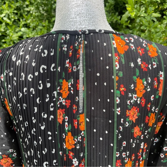 $139 MSRP  Ann Taylor Floral Pleated Shift Dress Black Multi  XS PETITE 🌺 - Picture 7 of 8